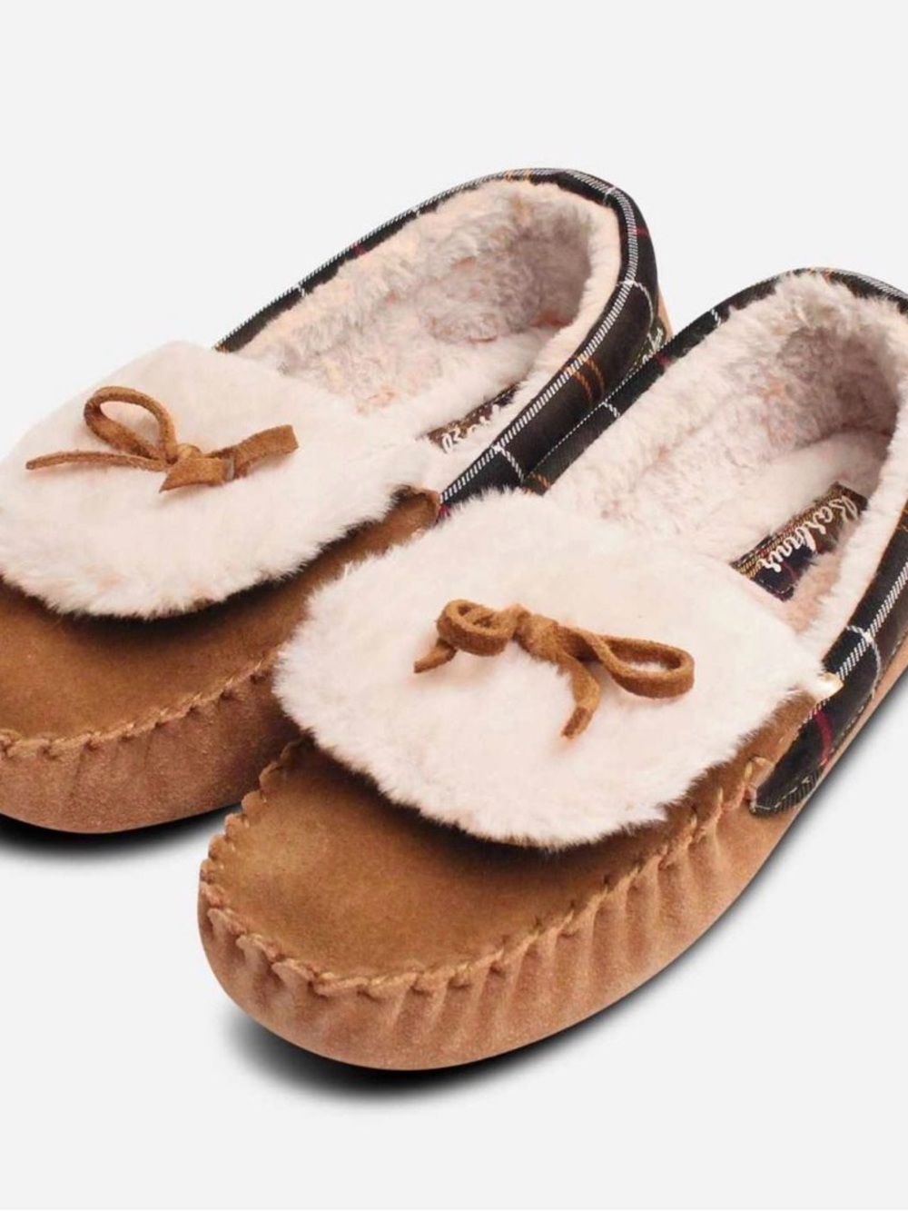 Barbour Darcie Slippers in tan suede